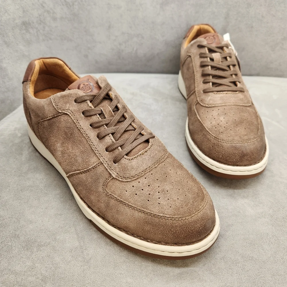 Born Sneakers Men's 10 Taupe Distressed Suede Captain Low Top Casual New $130